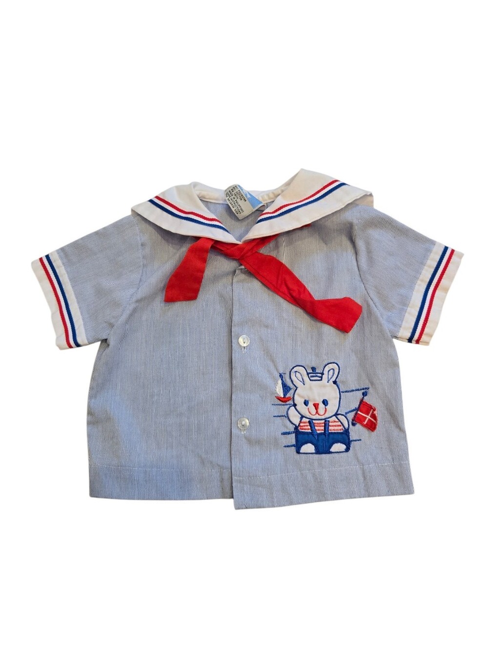 Vintage 1990s Pata Cake Nautical Bunny Sailor Short Sleeved Top